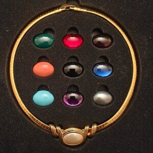 Joan Rivers Classic Collection Choker Necklace Interchangeable Cabochon Stones